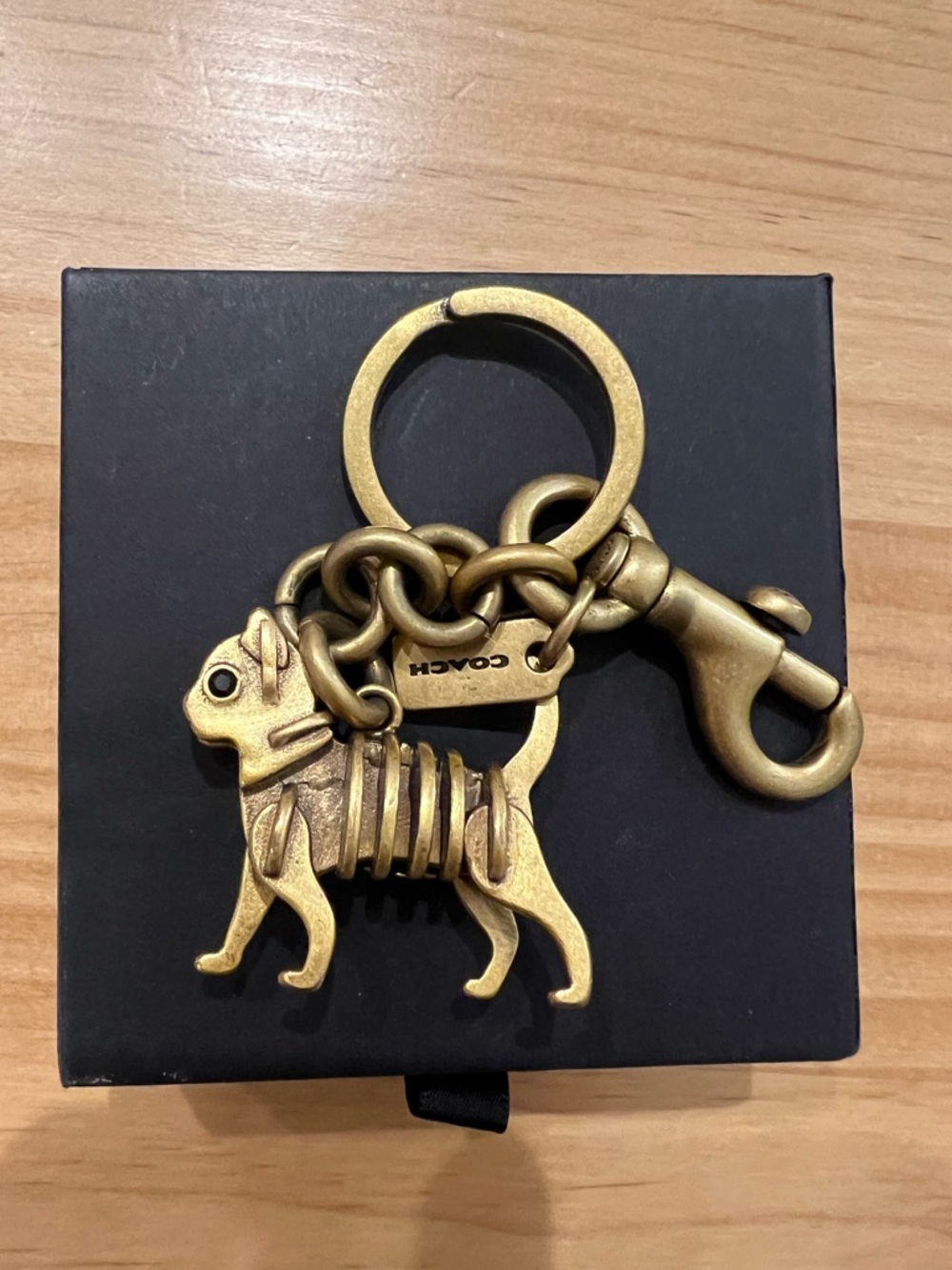 Coach Brass Skeletal Cat Skeleton Bag Charm Keychain Gold Tone - RARE Price Firm